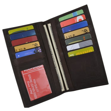 New Mens Leather Bifold Long Wallet Credit Card ID Card Zip Pocket Purse #MW052L